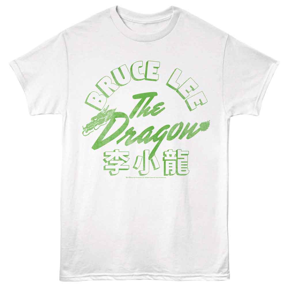 White Bruce Lee t-shirt featuring Bruce Lee Dragon martial arts design