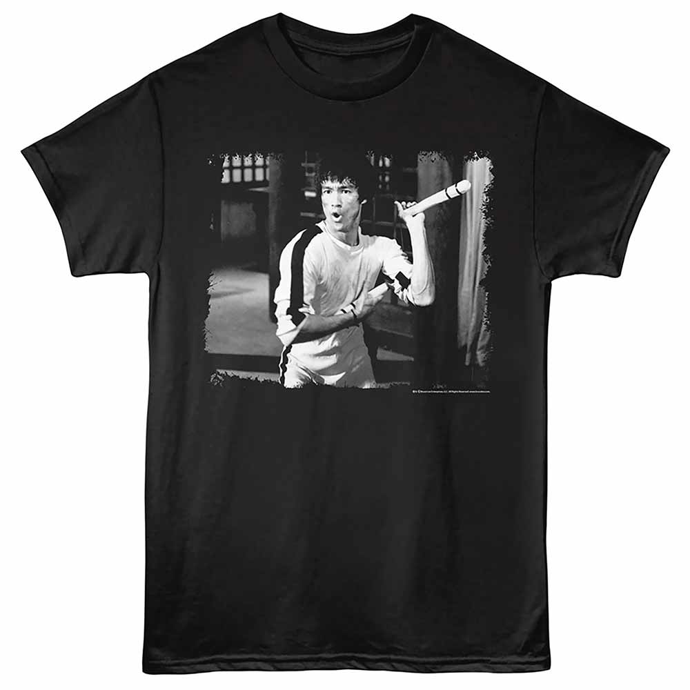 Black Bruce Lee t-shirt featuring a Nunchuks design
