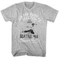 Gray heather Bruce Lee t-shirt featuring Bruce Lee Jun Fan Gung Fu Institute design