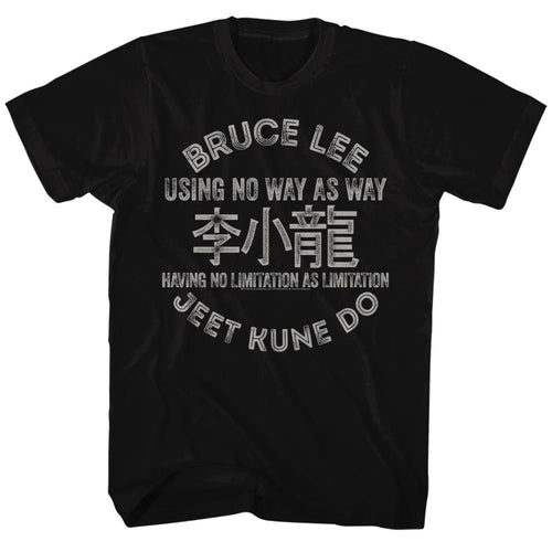 Black Bruce Lee t-shirt featuring Bruce Lee Symbols martial arts design