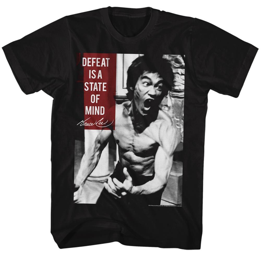 Black Bruce Lee t-shirt featuring Bruce Lee Stateofmind martial arts design