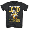Black heather Bruce Lee t-shirt featuring Bruce Lee Jay Kay Dee martial arts design