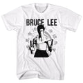 White Bruce Lee t-shirt featuring Bruce Lee Chucks nunchucks design