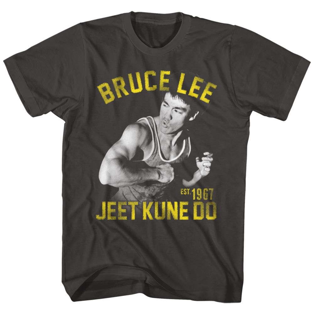 Smoke gray Bruce Lee t-shirt featuring Bruce Lee Action Bruce martial arts design