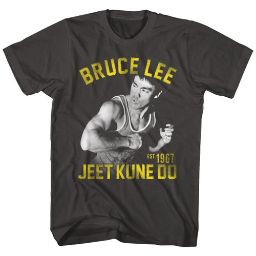 Smoke gray Bruce Lee t-shirt featuring Bruce Lee Action Bruce martial arts design