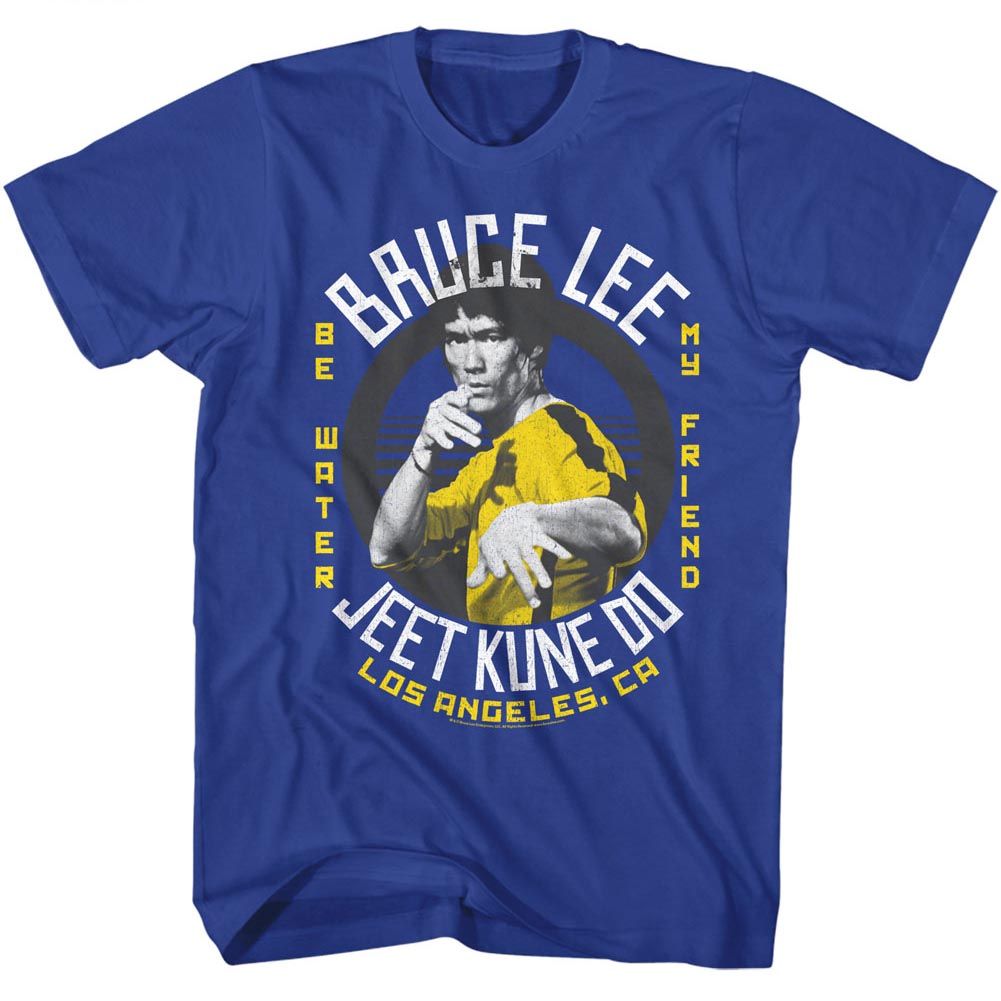 Royal blue Bruce Lee t-shirt featuring Bruce Lee Idk martial arts design
