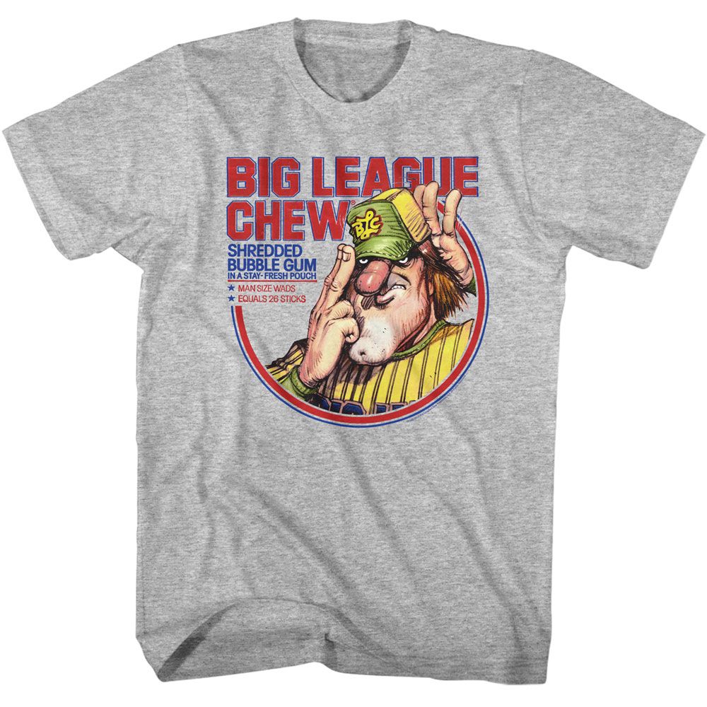 Gray heather Big League Chew t-shirt featuring Big League Chew Pitcher Circle emblem design