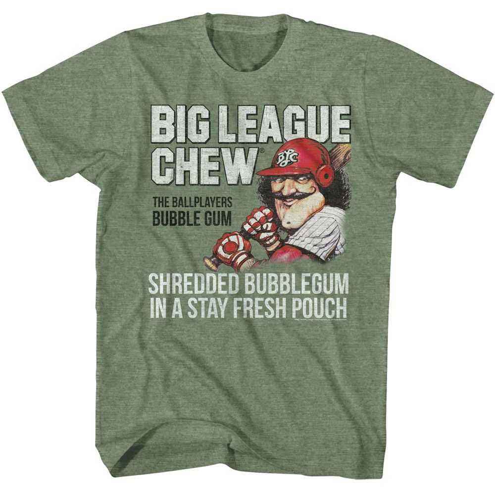 Military green heather Big League Chew t-shirt featuring Big League Chew Shredded gum design