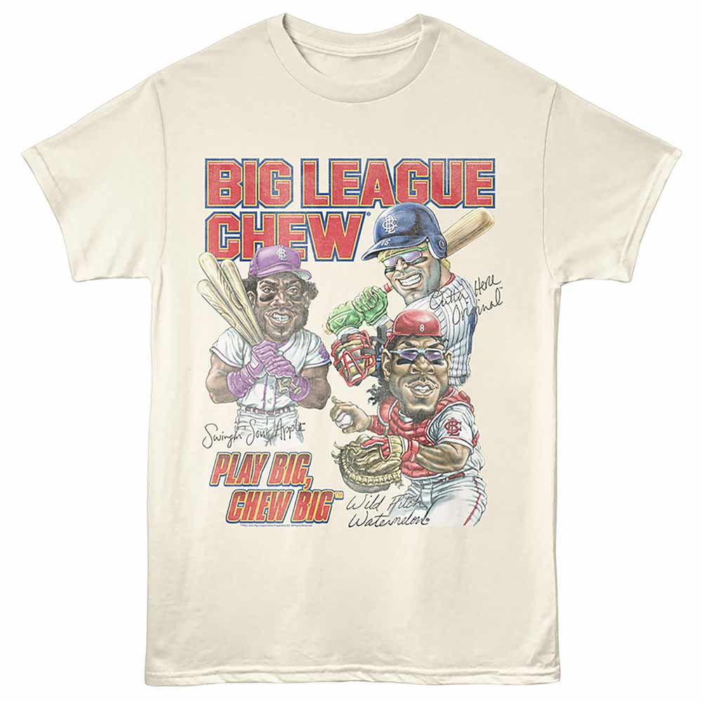 Natural Big League Chew t-shirt featuring a Player Flavors Catcher design