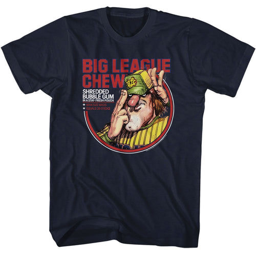 Navy Big League Chew t-shirt featuring Big League Chew Pitcher Fresh Pouch design