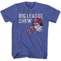 Royal blue heather Big League Chew t-shirt featuring Big League Chew Vintage Moustache Distressed design