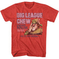 Red heather Big League Chew t-shirt featuring Big League Chew Washed Pitcher vintage design
