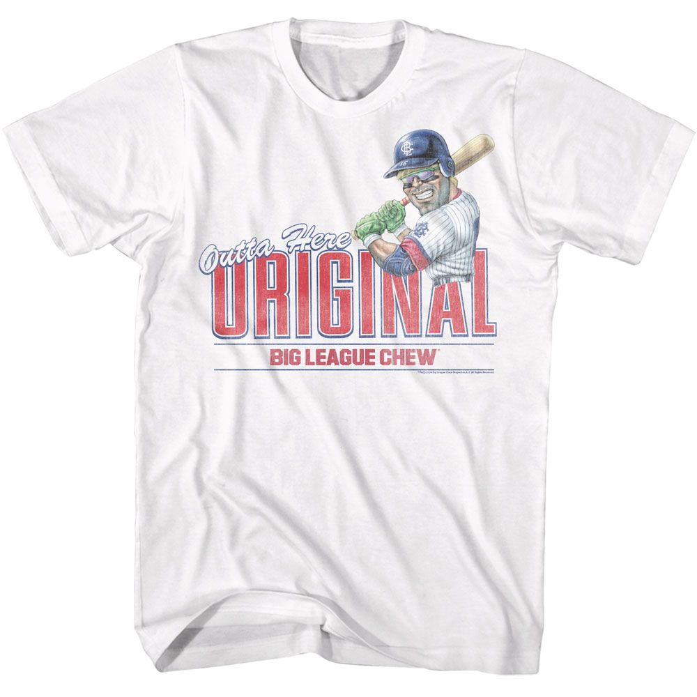White Big League Chew t-shirt featuring Big League Chew Outta Here Original Grape design