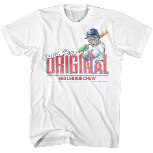 White Big League Chew t-shirt featuring Big League Chew Outta Here Original Grape design