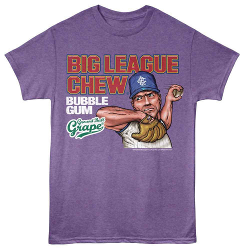 Purple heather Big League Chew t-shirt featuring Big League Chew Ground Ball Grape design