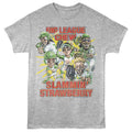 Gray heather Big League Chew t-shirt featuring Big League Chew Slammin Strawberry Group design