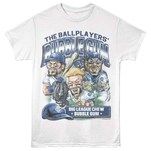 White Big League Chew t-shirt featuring Big League Chew Ballplayers Gum Team design