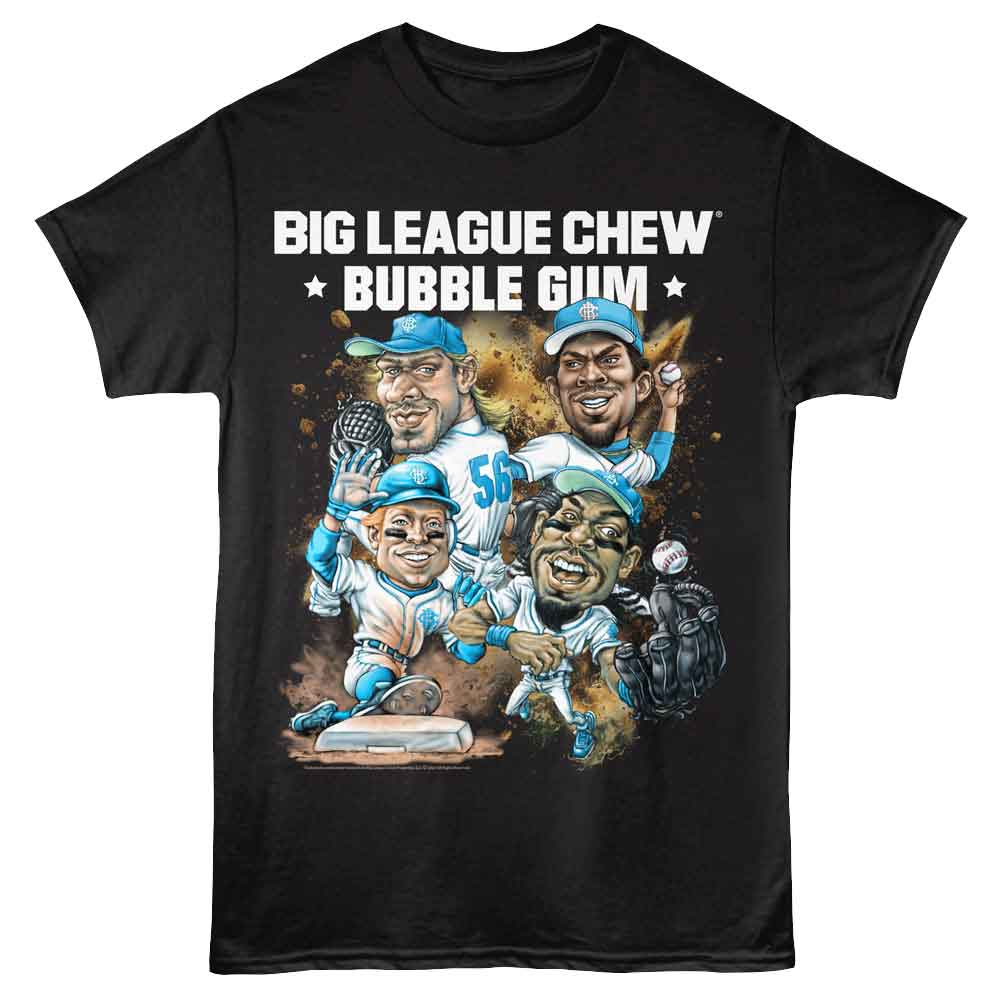 Black Big League Chew t-shirt featuring Big League Chew Dirt diamond design