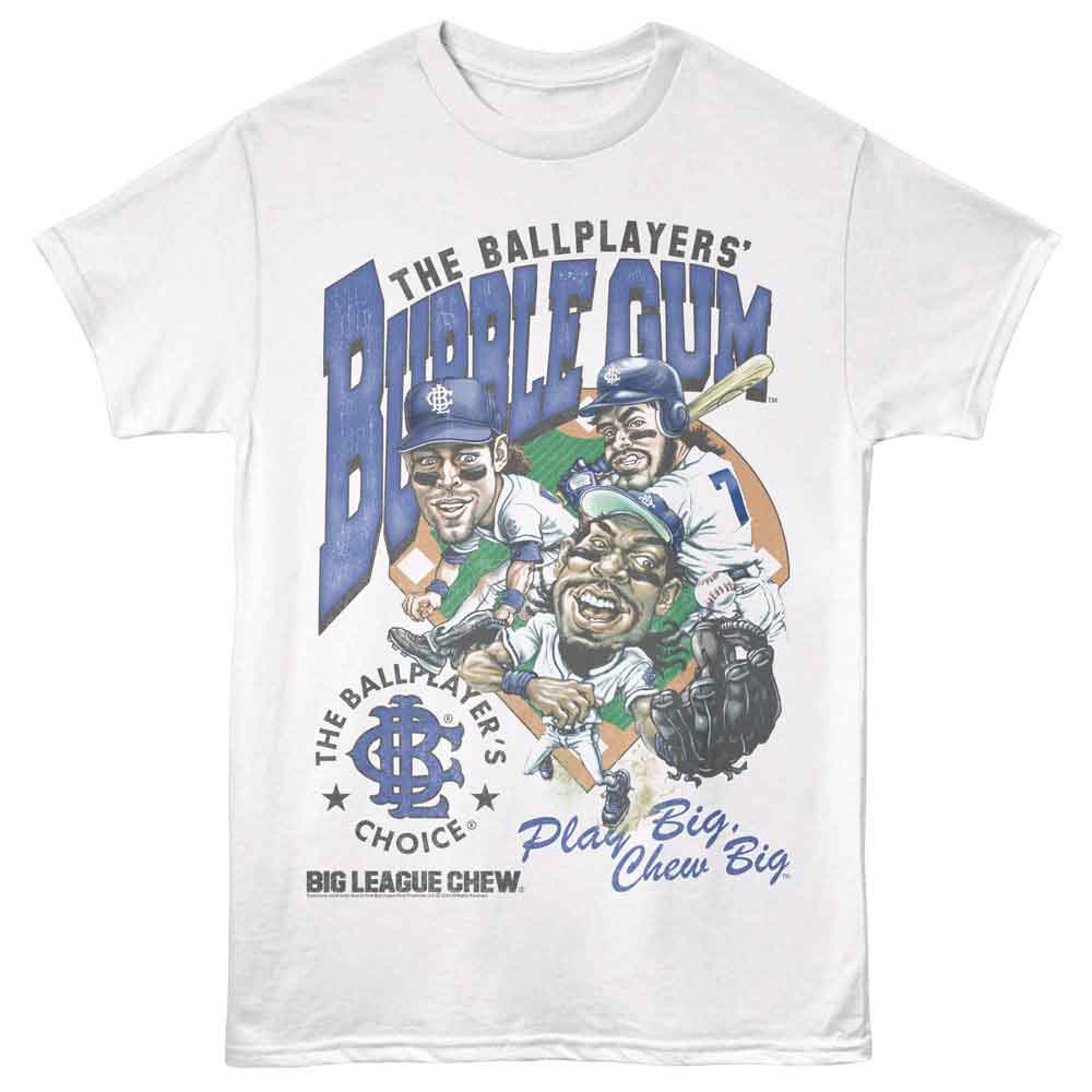 White Big League Chew t-shirt featuring Big League Chew Diamond baseball design