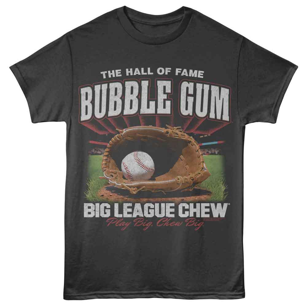 Smoke gray Big League Chew t-shirt featuring Big League Chew Baseball Glove design
