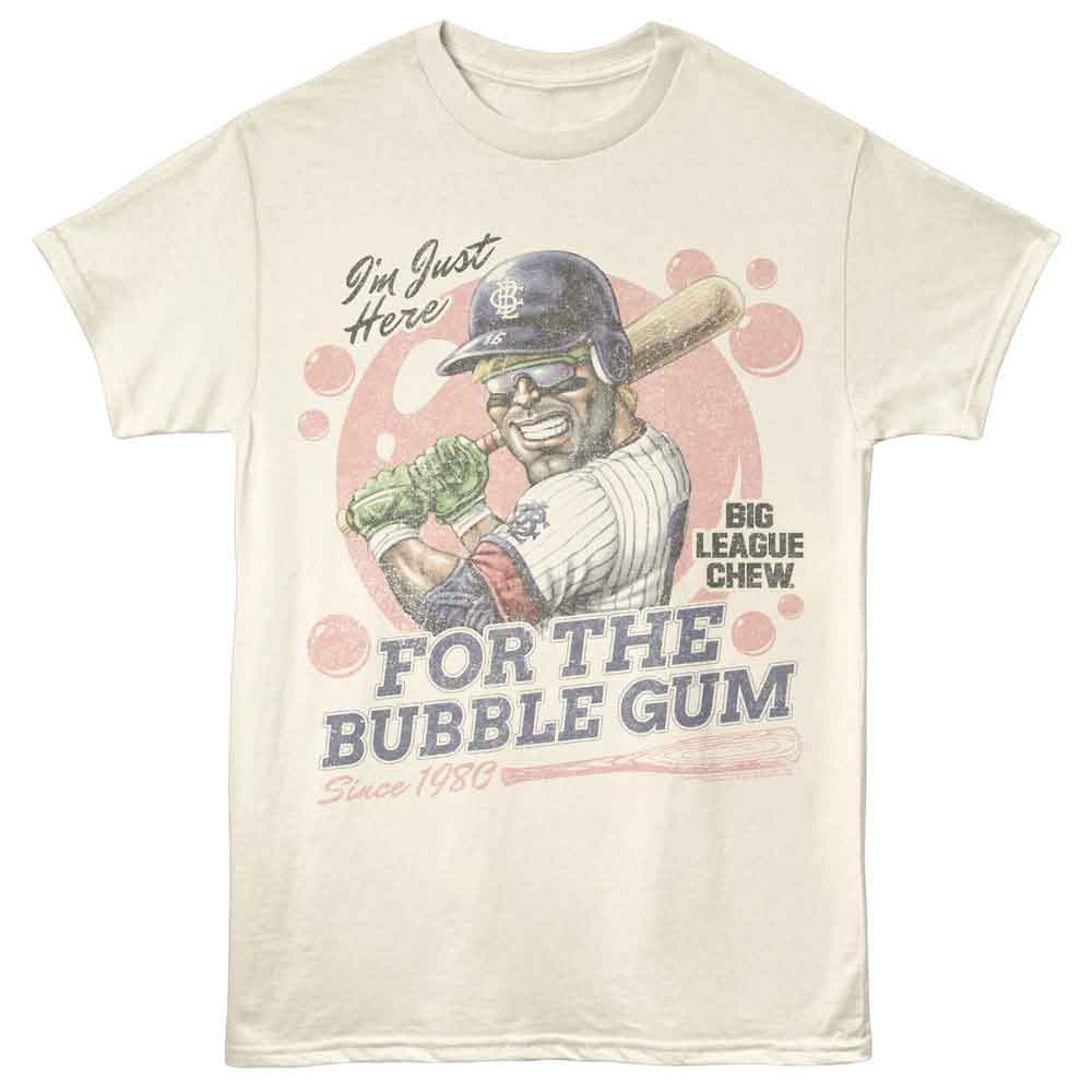Natural Big League Chew t-shirt featuring Big League Chew Just Here For Gum design