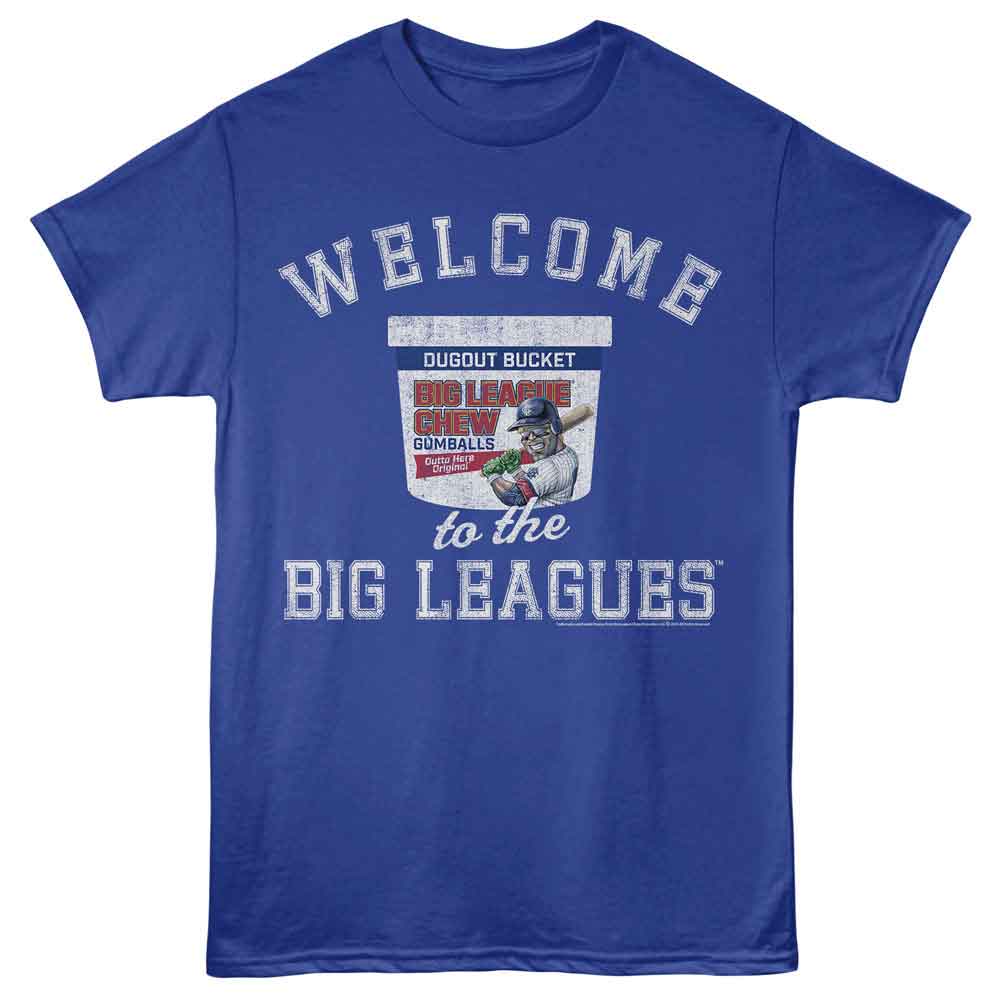 Royal blue Big League Chew t-shirt featuring Big League Chew Welcome design