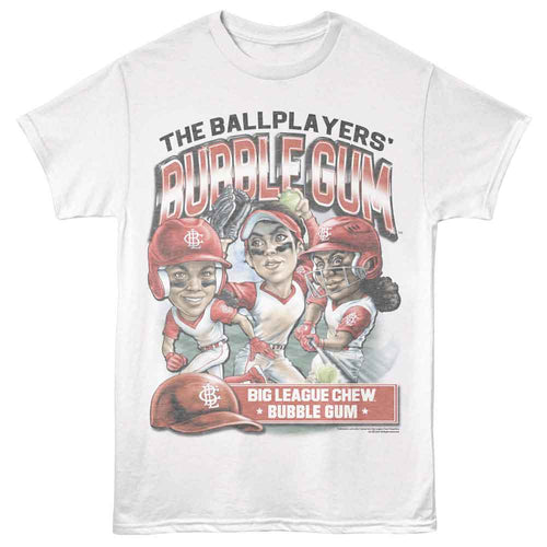 White Big League Chew t-shirt featuring Big League Chew Softball Team design