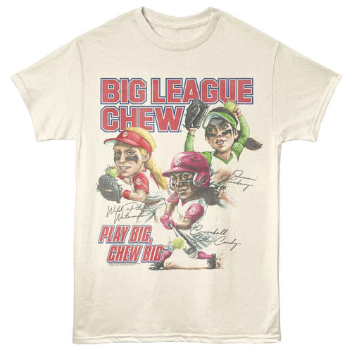 Natural Big League Chew t-shirt featuring Big League Chew Softball Players design
