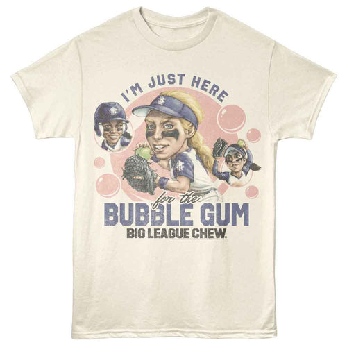 Natural Big League Chew t-shirt featuring Big League Chew Softball Here For Gum design