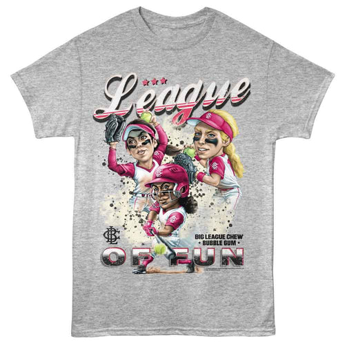 Gray heather Big League Chew t-shirt featuring Big League Chew League Of Fun design