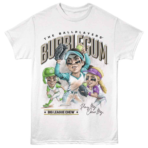 White Big League Chew t-shirt featuring Big League Chew Soft Ballplayers design