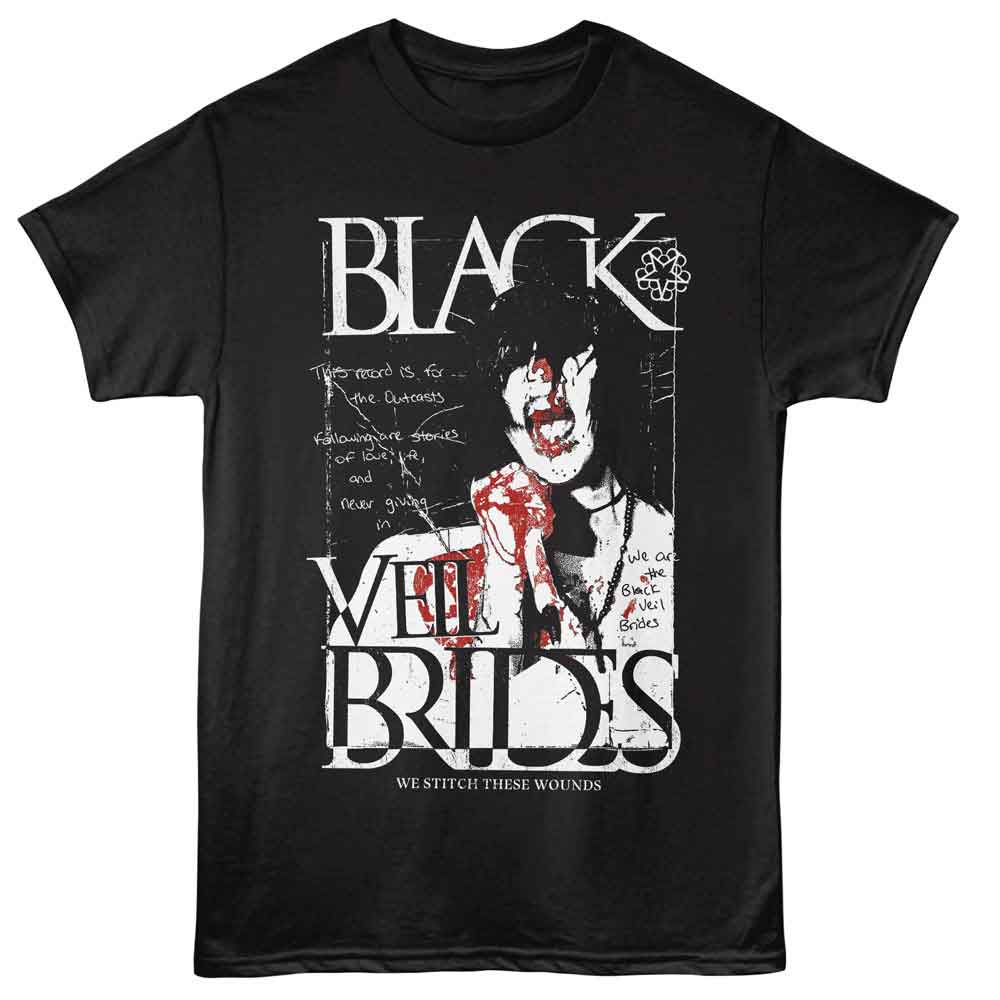 Black Black Veil Brides t-shirt featuring Black Veil Brides Singing Andy Biersack performance design