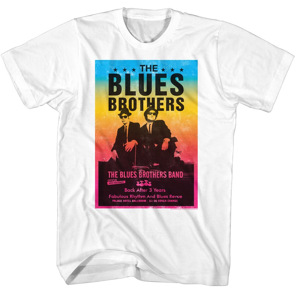 White The Blues Brothers t-shirt featuring The Blues Brothers Blues Poster classic 1980 design