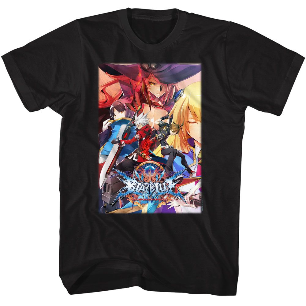 Black BlazBlue t-shirt featuring BlazBlue Central Fiction 2015 game design left