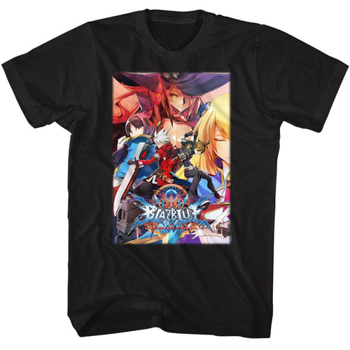 Black BlazBlue t-shirt featuring BlazBlue Central Fiction 2015 game design left