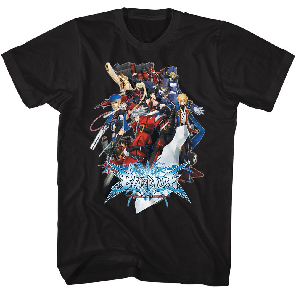 Black BlazBlue t-shirt featuring BlazBlue Calamity Trigger 2008 original game design