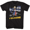 Black BlazBlue t-shirt featuring BlazBlue Jin Kisaragi Cross Tag Battle design