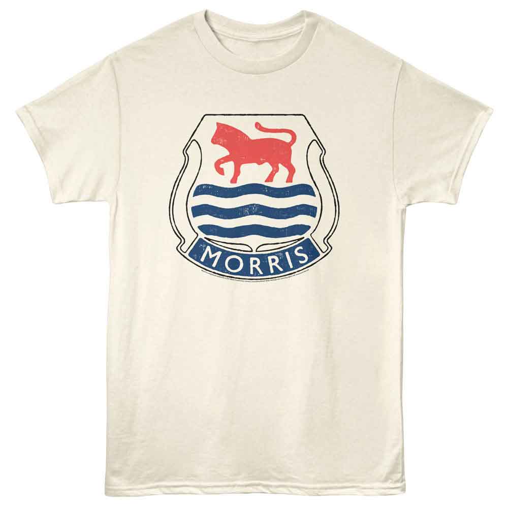 Natural British Motor Heritage t-shirt featuring British Motor Heritage Morris crest logo design