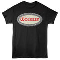 Black British Motor Heritage t-shirt featuring British Motor Heritage Wolseley logo design