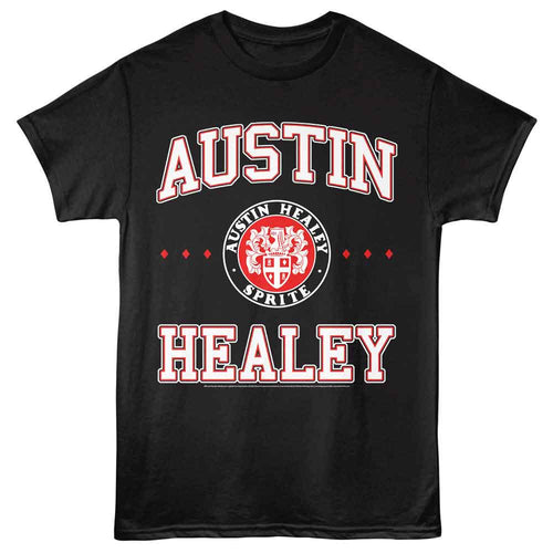 Black British Motor Heritage t-shirt featuring British Motor Heritage Austin Healey design