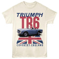 Natural British Motor Heritage t-shirt featuring British Motor Heritage Triumph TR6 sports car design