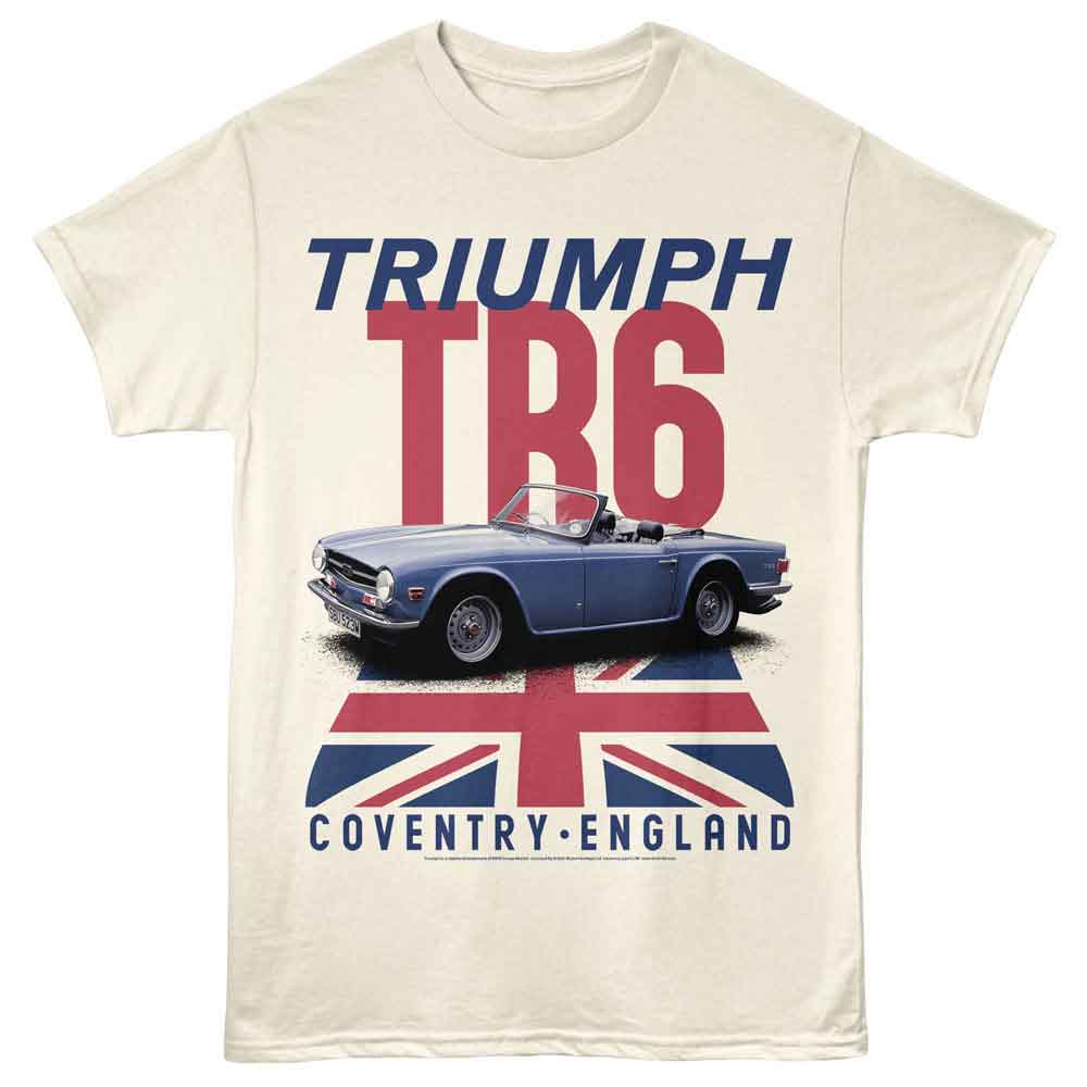 Natural British Motor Heritage t-shirt featuring British Motor Heritage Triumph TR6 sports car design