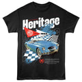 Black British Motor Heritage t-shirt featuring British Motor Heritage MG MGA sports car design