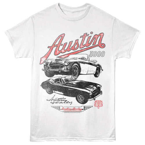 White British Motor Heritage t-shirt featuring British Motor Heritage Austin Healey 3000 design
