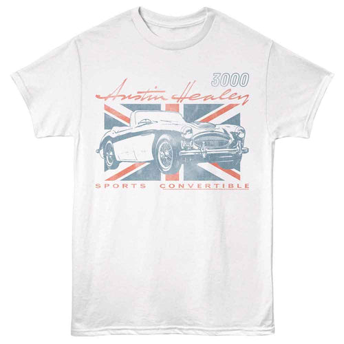 White British Motor Heritage t-shirt featuring British Motor Heritage Austin Healey 3000 design