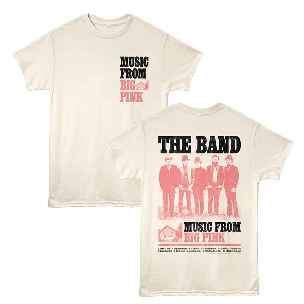 Natural The Band t-shirt featuring The Band Music From Big Pink 1968 debut album front and back design