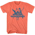 Bright orange heather Bill & Ted's Excellent Adventure t-shirt featuring Bill and Ted Excellent catchphrase design