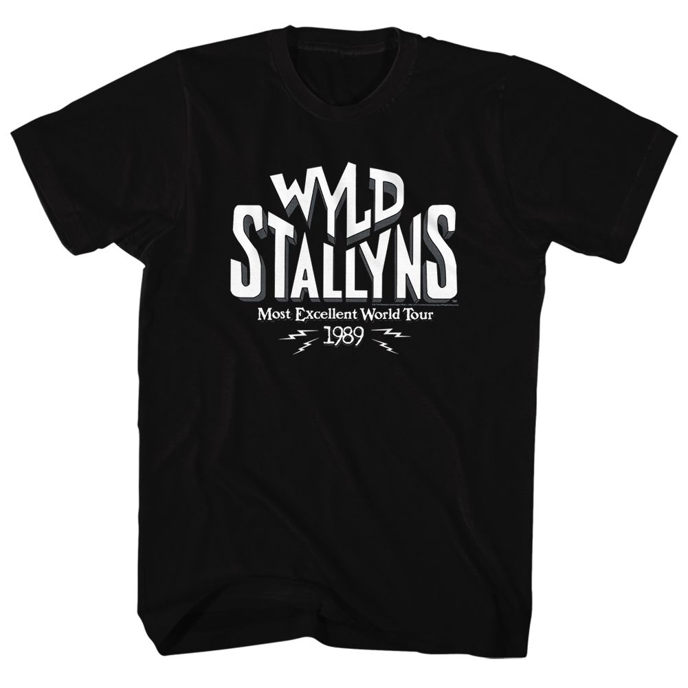 Black Bill & Ted's Excellent Adventure t-shirt featuring Bill & Ted Wyld Stallions comedy design