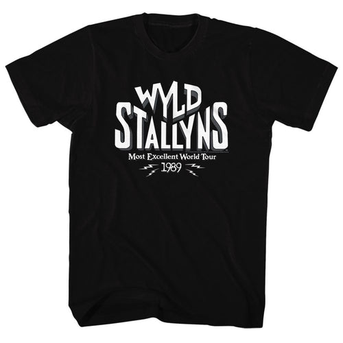 Black Bill & Ted's Excellent Adventure t-shirt featuring Bill & Ted Wyld Stallions comedy design