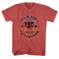 Red heather Bill & Ted's Excellent Adventure t-shirt featuring Bill and Ted lightning bolt design